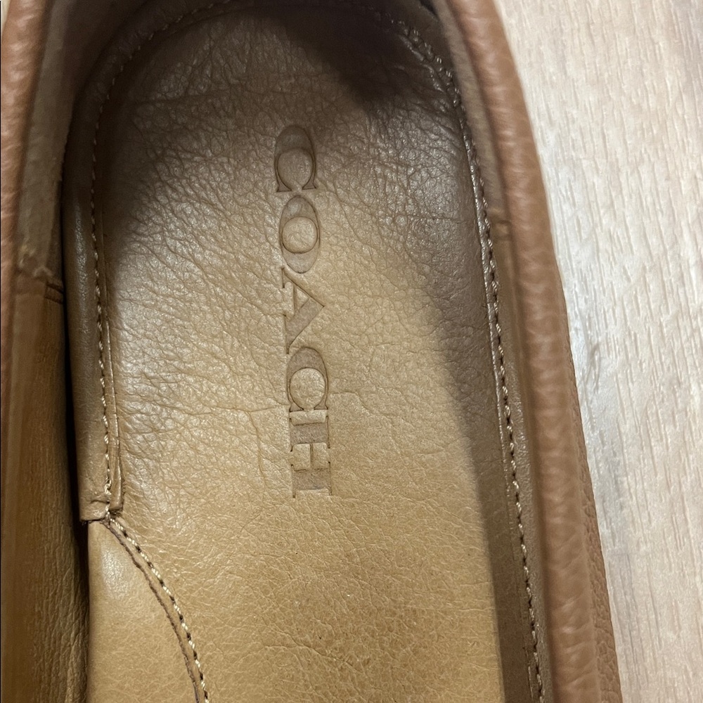 Coach Women's Tan Leather Loafers - Picture 3 of 4